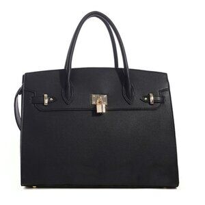 New DELUXITY Top Handle Satchel Handbag Tote 2 pc set Black